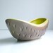 Midcentury Ceramic Bowl - Airbrushed Brown and Chartreuse