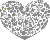 Silver & Gold Woodland Modern Heart Print