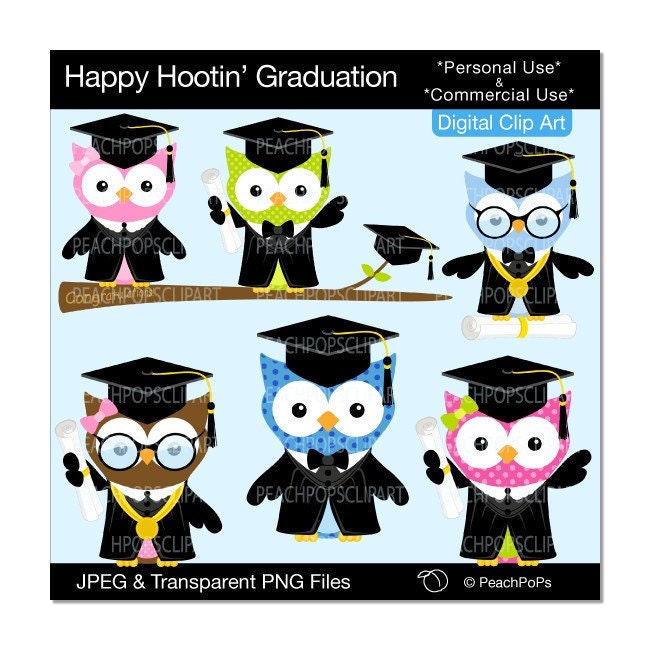cute graduation owl clip art chic grad owls digital clipart animal, school,