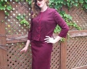 Vintage 1960s Plum Purple Suit, Skirt & Jacket Set in Mottled Wool by Kensington