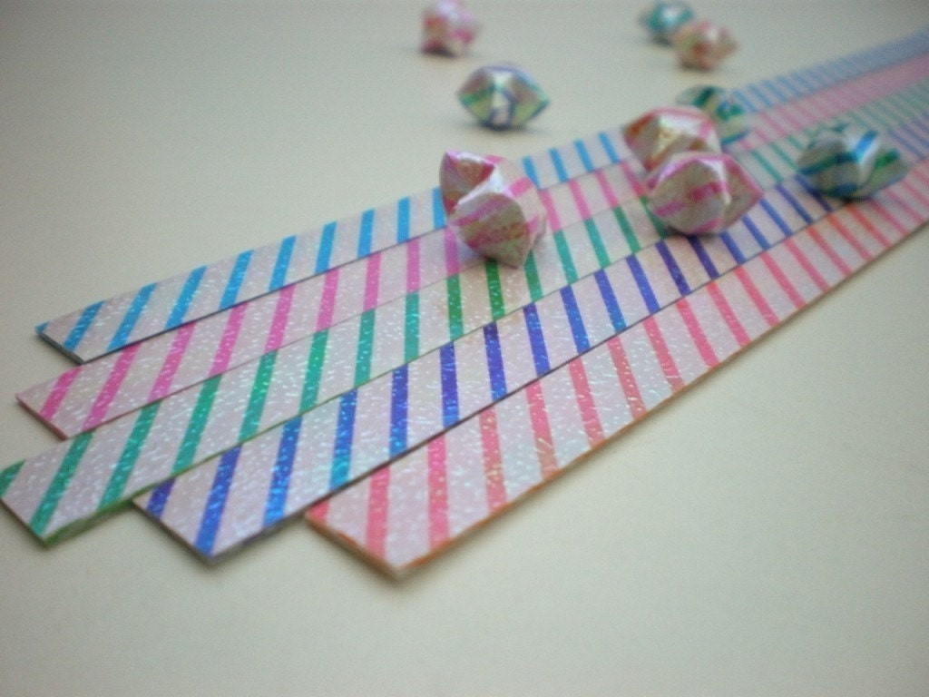 Candy Stripe Origami Lucky Star Paper Strips - pack of 80 strips