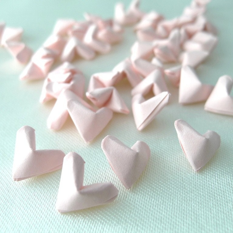 50 Sweet Candy Romantic Pink Origami Lucky Hearts - custom order available