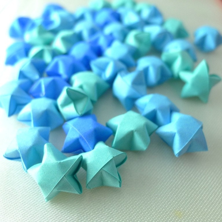 100 Ocean Breeze - Blue Origami Lucky Stars - custom order available - origamipalace