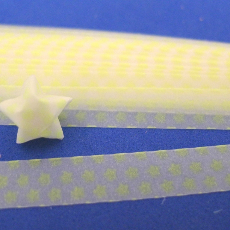 Yellow Star - Vellum Glow in the Dark Origami Lucky Star Paper Strips - pack of 30 strips
