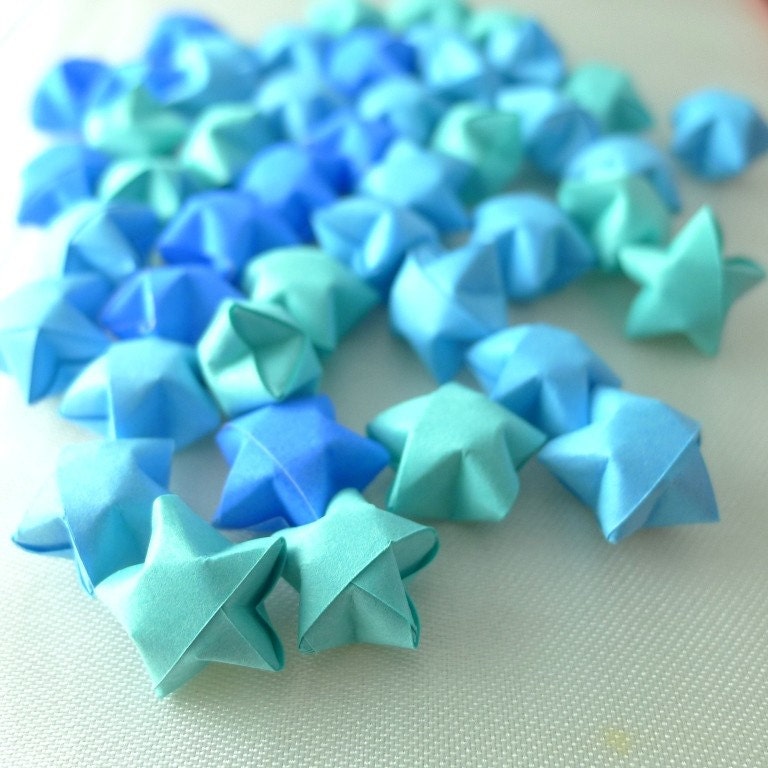 100 Ocean Breeze - Blue Origami Lucky Stars - custom order available