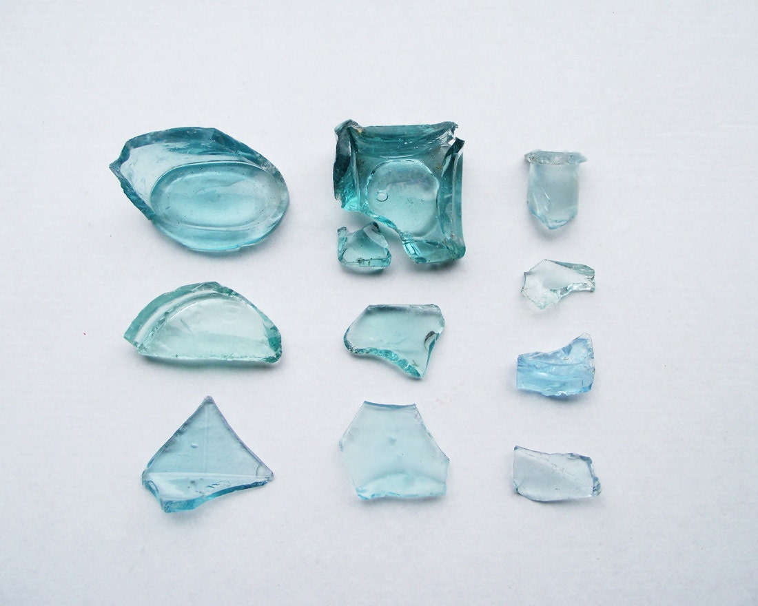 Broken Vintage Glass Photograph Aqua Minimalist Home Decor 10x8 Print Fragments...