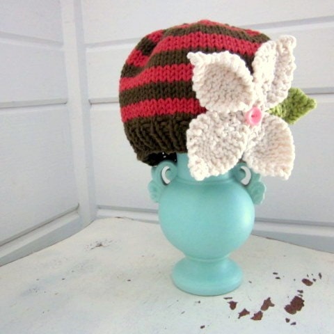 HANDKNIT Baby Girl hat with flower by sweet baby dolly on Etsy