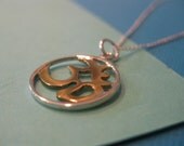 Brass and sterling silver ohm pendant with chain, gift box and free ship