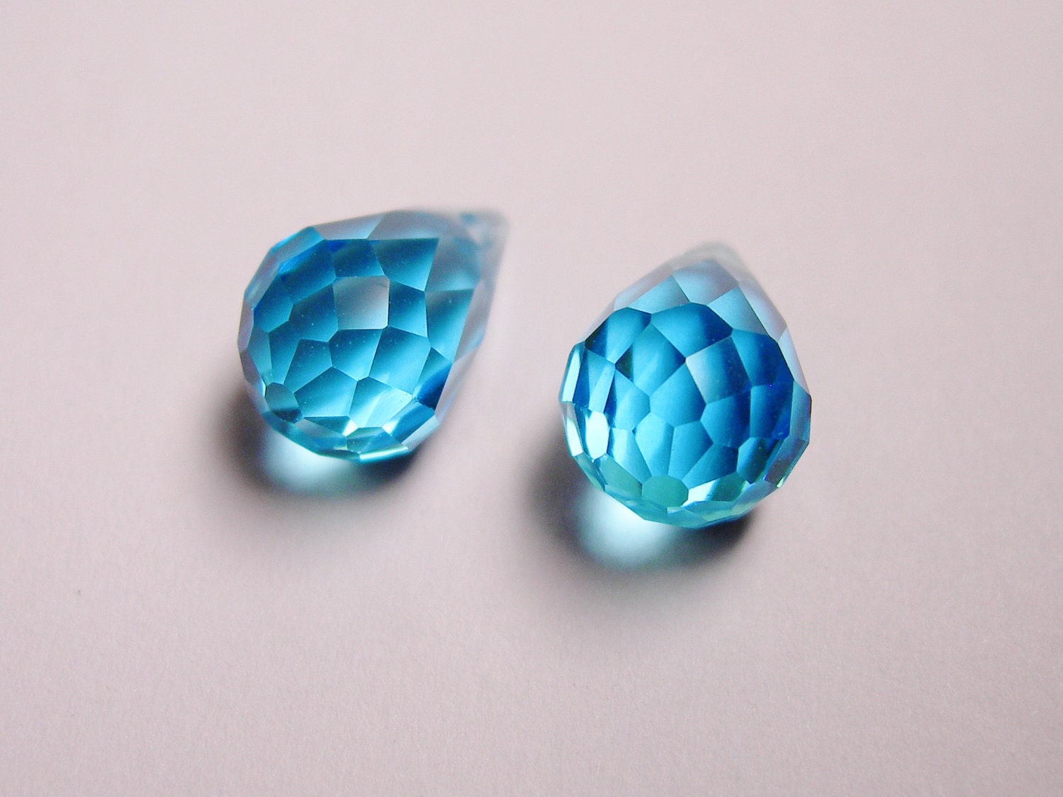 Faceted teardrop crystal briolette beads 12 pcs 11mm by 7mm side drill