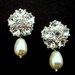 Bridal Rhinestone Earrings,  Ivory Swarovski Pearls, Bridal Stud Earrings, Rhinestone Pearl Earrings, Statement Bridal Earrings, KRYSTAL