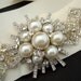 Ivory Pearls, Rhinestone Bridal Sash, HORTENSE