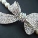 Pearl Necklace,Bridal Rhinestone Necklace,Ivory or White Pearls,Bow Necklace,Statement Bridal Necklace,Bridal Pearl Necklace,Pearl,ANASTASIA