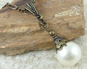 Pearl Jewelry Bridesmaid Necklace Bridal Jewelry CREAM Swarovski Crystal Pearl Beaded Necklace Custom Vintage Inspired Vintage Style