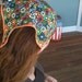 Retro Flower Child Bandana Style, size M - triangle headscarf, hippie headband, pre tied bandana