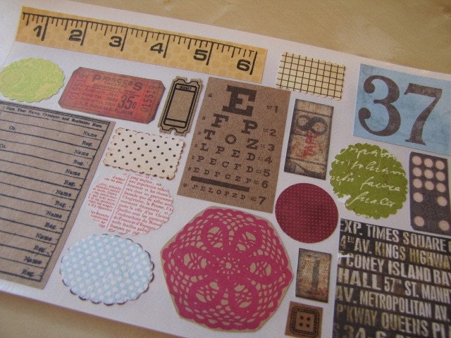 Vintage Style Stickers-Labels-Scrapbooking Embellishment-Envelope Seal-Ephemera Set