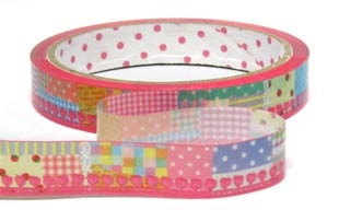 Deco Tape-Decorative Tape-Japanese Tape-Single Roll-Sticker Tape-Scrapbooking Tape-Pink Patchwork