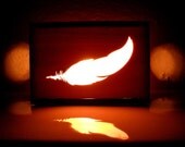 Wooden Feather Desk Box Lamp or Night Light Accent - Special Holiday Packaging