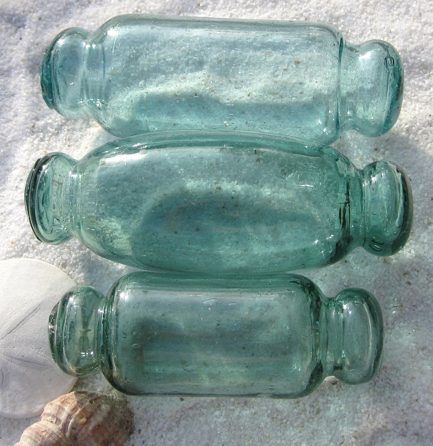 Japanese Glass Fishing Floats - Set of Rollers, 2 Hokkaido Rollers and 1 Tohoku
