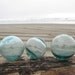 Japanese Glass Fishing Floats - Set of 3 in Shades of Teal Blue