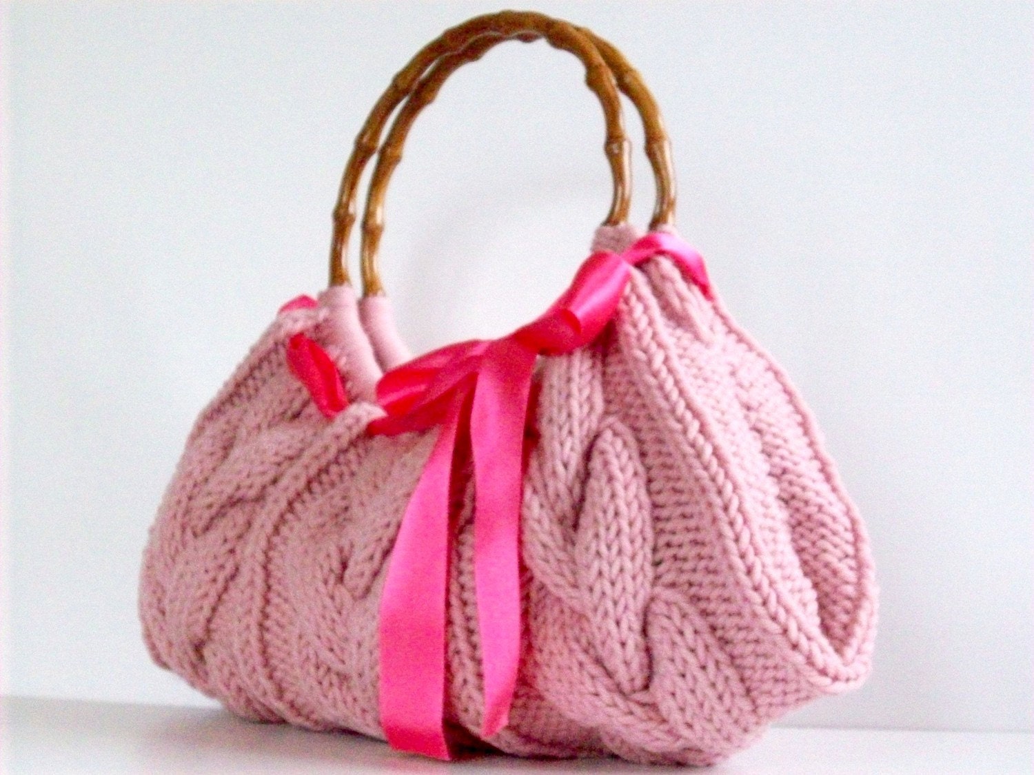 Knitted bag, NzLbags Handmade - Handbag - Shoulder Bag - Everyday Bag-Powder Pink Knitted Nr - 099