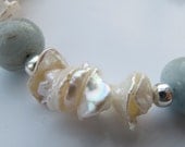 Keishi pearl and pale blue gemstone bracelet - Harmony
