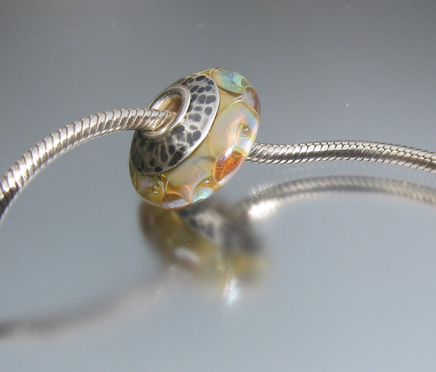 Handmade Lampwork and Sterling Silver, Charm Bead - fits many and major brands