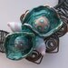 Handmade Lampwork Glass Necklace - Teal Pods and Copper Swirls