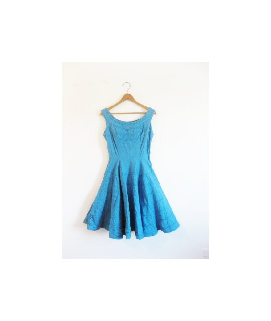 1940s-1950s LOVELY tiered classic blue dress
