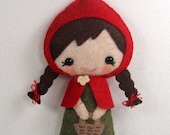 Sale-PDF-epattern-Little Red Riding Hood, PDF ePattern-Hand sewn doll, Fairy Tale Felt Doll PDF, Little Red Riding Hood