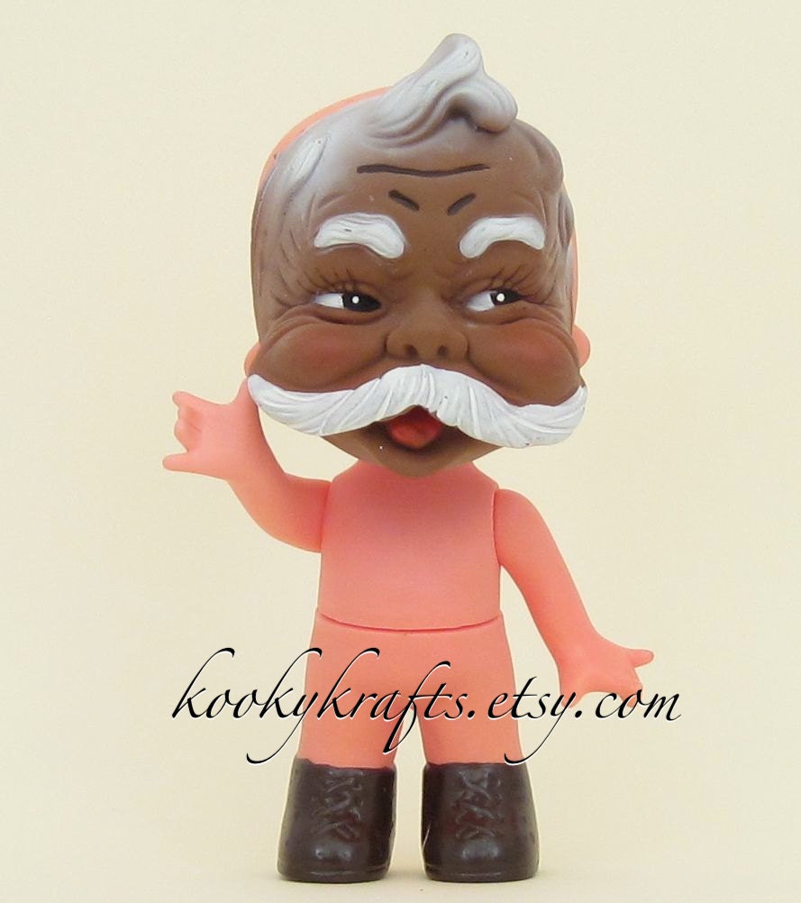 Items similar to Vintage Plastic Doll Face Black Santa ...