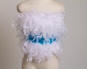 Blue Boned Corset w/ White Feather Size 36B