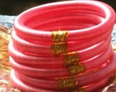 6 Solid Pink Silk Thread Wrap Bracelet Bangles - Women Handmade Jewelry very Lightweight - Indian Bangles Perfect For Summer,Winter - Funky