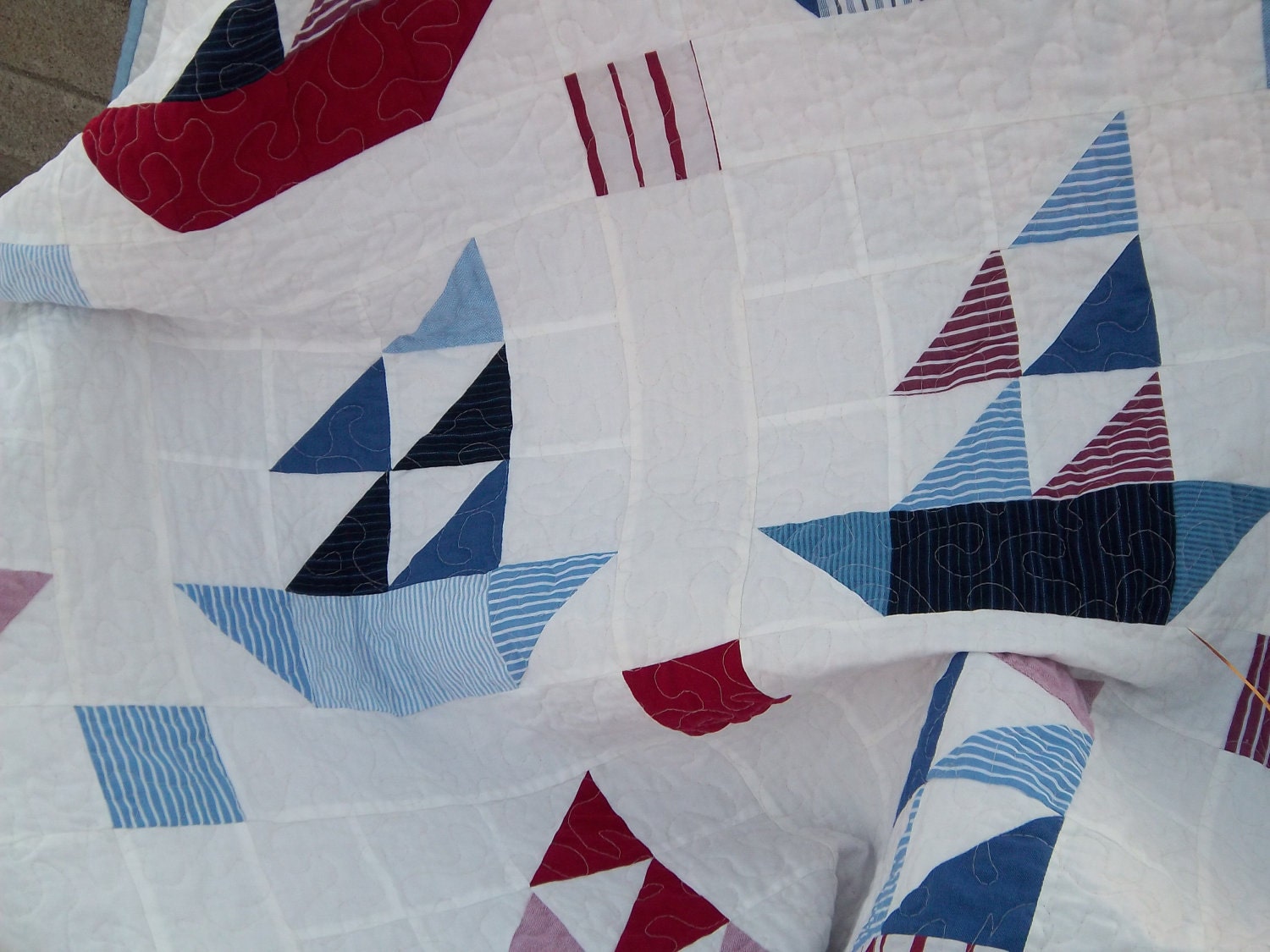 Dreamy Americana Sailboat Quilt by Dreamy Vintage Sheets on Etsy