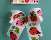 Ladybug Hair Clip and Bow Set - No Slip Grip - Baby, Infant, Toddler, Child