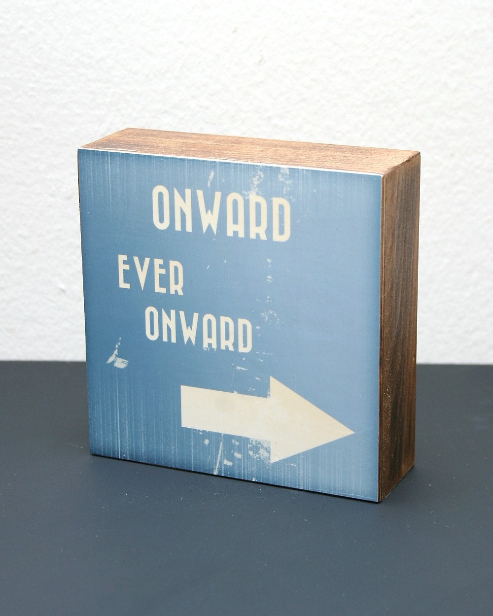 Onward Ever Onward-6x6 Wood Block-LDS/Mormon (Blue)