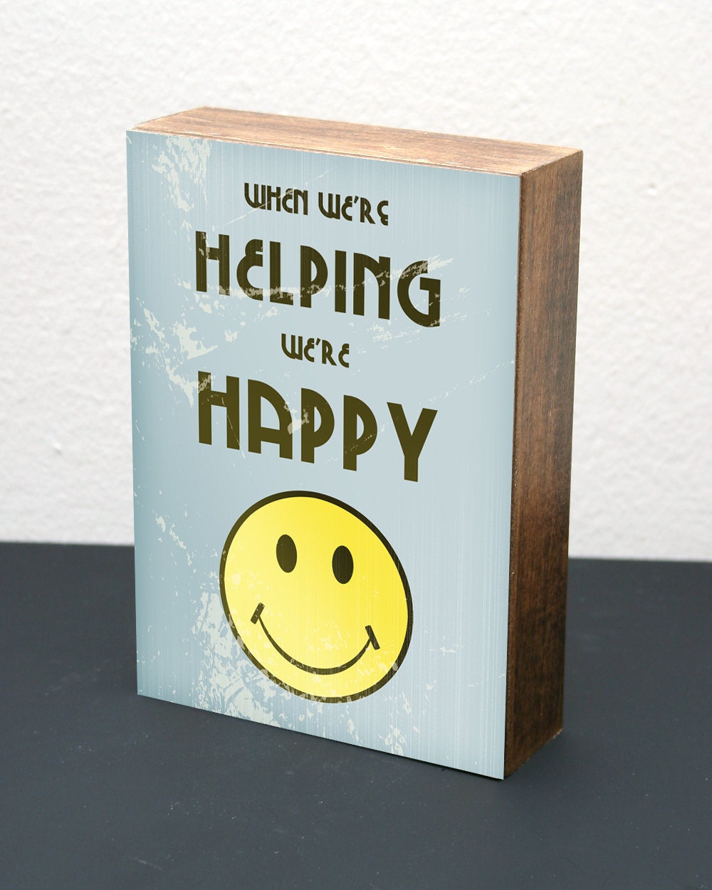 When We're Helping-5x7 Wood Block-LDS/Mormon (Blue)