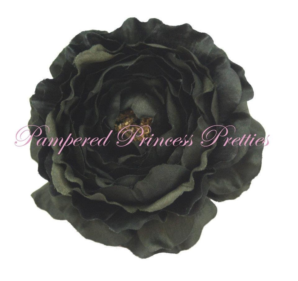 Set of 3-Ruffle Ranunculus Flower-4" BLACK