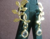 Leaf Earrings with Vintage Swarovski Crystals