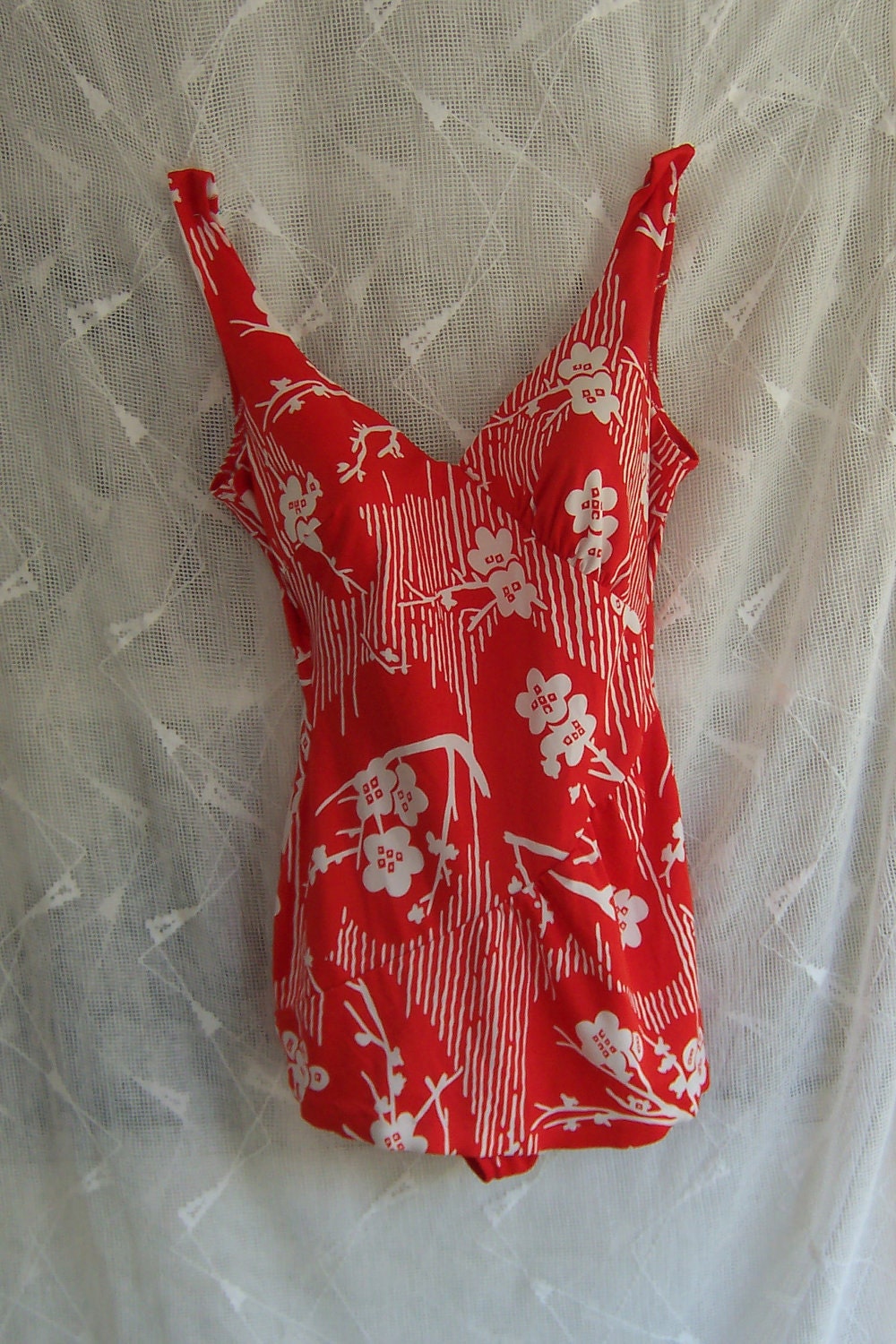 60s Swimsuit Pin-Up Style by Sirena in Hot Tomato Red