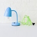 30% SALE - Retro Industrial Gooseneck Desk Table Lamp in baby Blue with Neon Yellow Green Cord