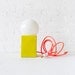 15% SALE - Vintage Yellow Cube Bowl Mod Lamp w/ Neon Pink Color Cord