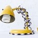 15% SALE - Vintage Industrial Yellow Gooseneck Desk Lamp with Houndstooth Color Cord