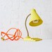 15% SALE - Retro Yellow Vintage Desk Table Lamp - Citrus Light - Neon Orange Net Color Cord