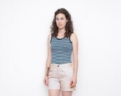 Navy blue and white striped sleeves tank NOS vintage size XS / S / M