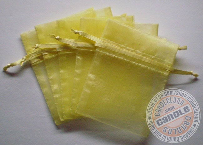 60 YELLOW 3x4 Sheer Organza Bags - Party favors, jewelry, gifts, sachets and much, much more