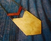 Chevron Necklace - Brass & Copper - extra long with key ring detail