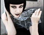 Gothic style silk scarf - silver spider web - alternative fashion