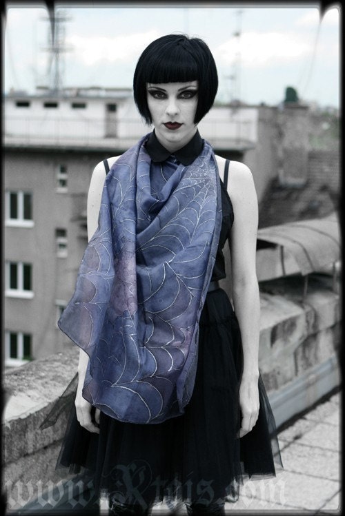 Gothic silk scarf - haute couture fashion