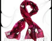 Silk scarf - gothic style - hand painted - steampunk fashion
