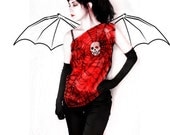 Skull top - silk blouse - gothic fashion